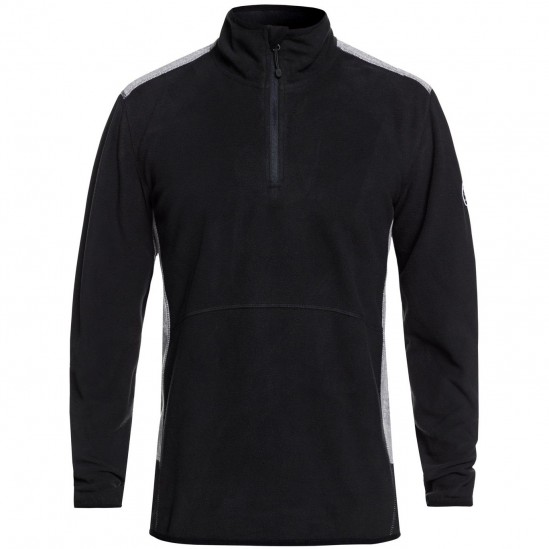 QUIKSILVER AKER - Men's Technical Half-Zip Fleece - Black QUIKSILVER AKER - Men's Technical Half-Zip Fleece - Black