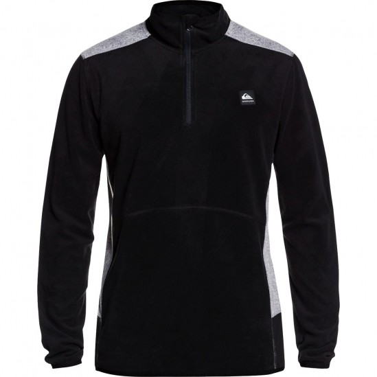 QUIKSILVER AKER - Men's Technical Half-Zip Fleece - Black QUIKSILVER AKER - Men's Technical Half-Zip Fleece - Black