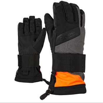 ZIENER MIKKS AS Junior Grey Denim/neon orange Snowboard Gloves