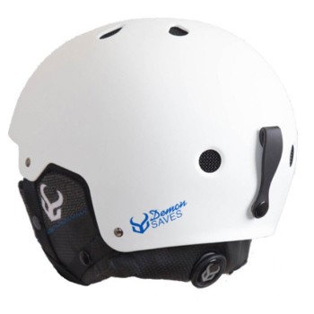 DEMON FACTOR White Helmet With Audio  DEMON FACTOR White Helmet With Audio