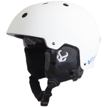 DEMON FACTOR White Helmet With Audio  DEMON FACTOR White Helmet With Audio