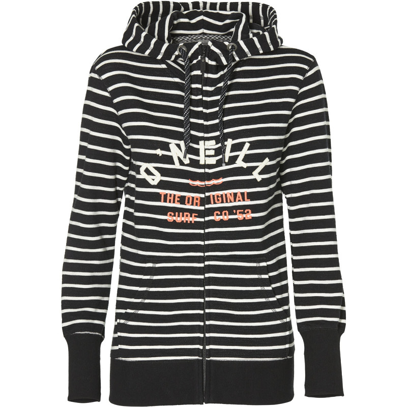 O'NEILL Easy Fantastic Women's Full Zip Hoodie-Black Aop/White