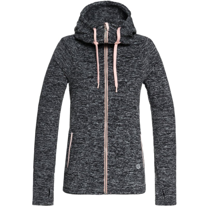 ROXY Electric Feeling Women's Zip-Up Hoodie-Charcoal Heather