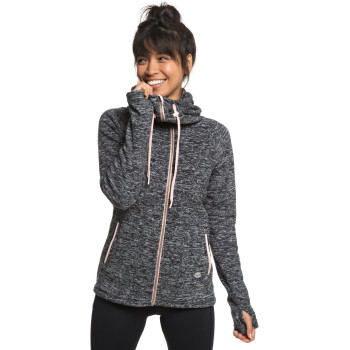 ROXY Electric Feeling Women's Zip-Up Hoodie-Charcoal Heather
