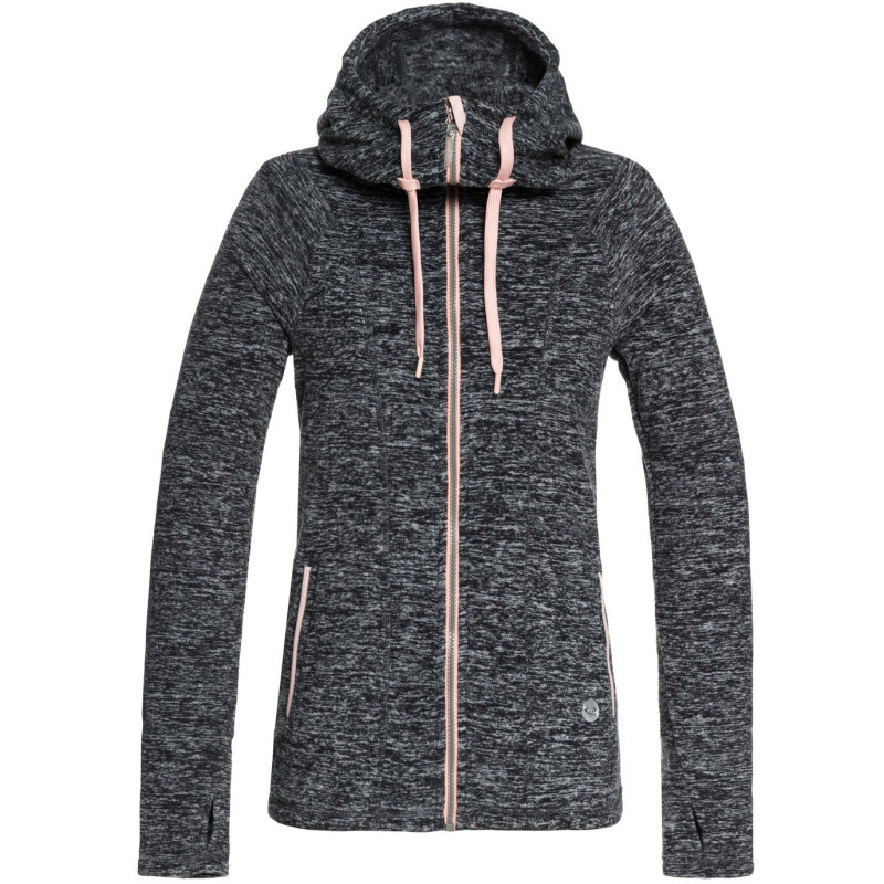 ROXY Electric Feeling Women's Zip-Up Hoodie-Charcoal Heather