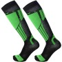 MICO 112 Light weight Natural Merino ski socks - Black/Green fluo