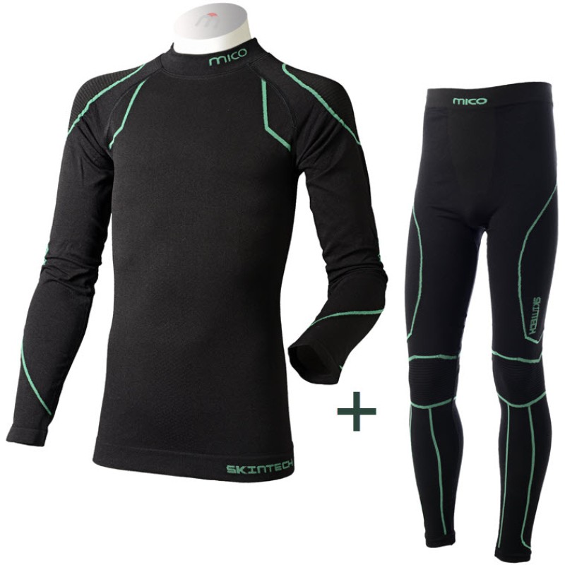 MICO 2807 - Παιδικό Set Θερμοεσώρουχα skintech warm - Black/Green
