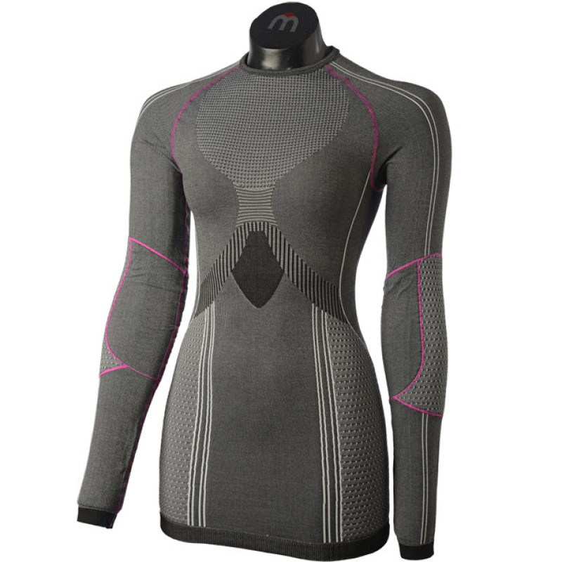 MICO 1445 - Women's Long sleeve Skintech seamless Silver XT2® - Black melange