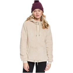 ROXY Pluma Sherpa - Women's Half-Zip Sherpa Hoodie - Oyster Gray