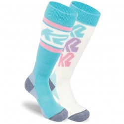 K2 All Mountain Junior 14354 - 2 Ζευγάρια Παιδικές κάλτσες Ski - Aqua/Natural/Rose + Natural/Aqua