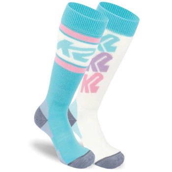 K2 All Mountain Junior 2 pack 14354 - Kid's Ski socks - Aqua/Natural/Rose + Natural/Aqua