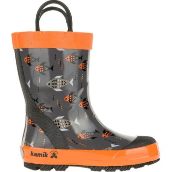 Kamik Fishride - Παιδικές Μπότες βροχής - Charcoal/Orange Kamik Fishride - Παιδικές Μπότες βροχής - Charcoal/Orange