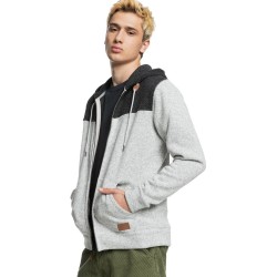 QUIKSILVER Keller Block - Zip Zip-Up Men's Hoodie- Light Grey heather