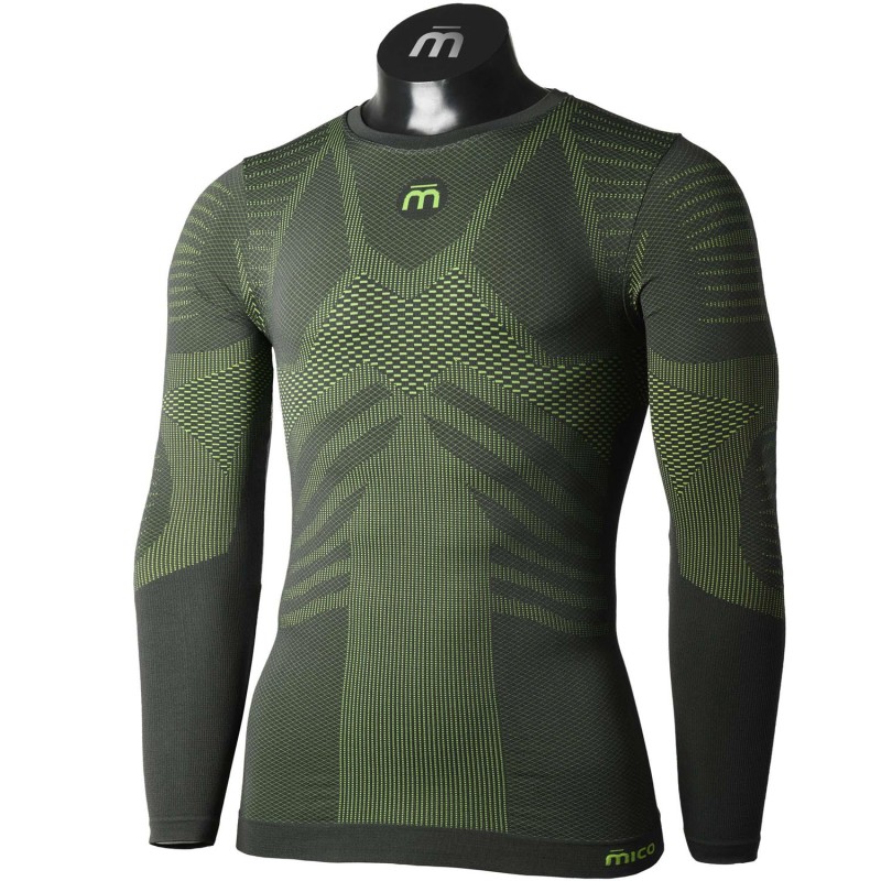 MICO 1431 Extra Dry Skintech - Men's long sleeves round neck Underwear - Green Prato