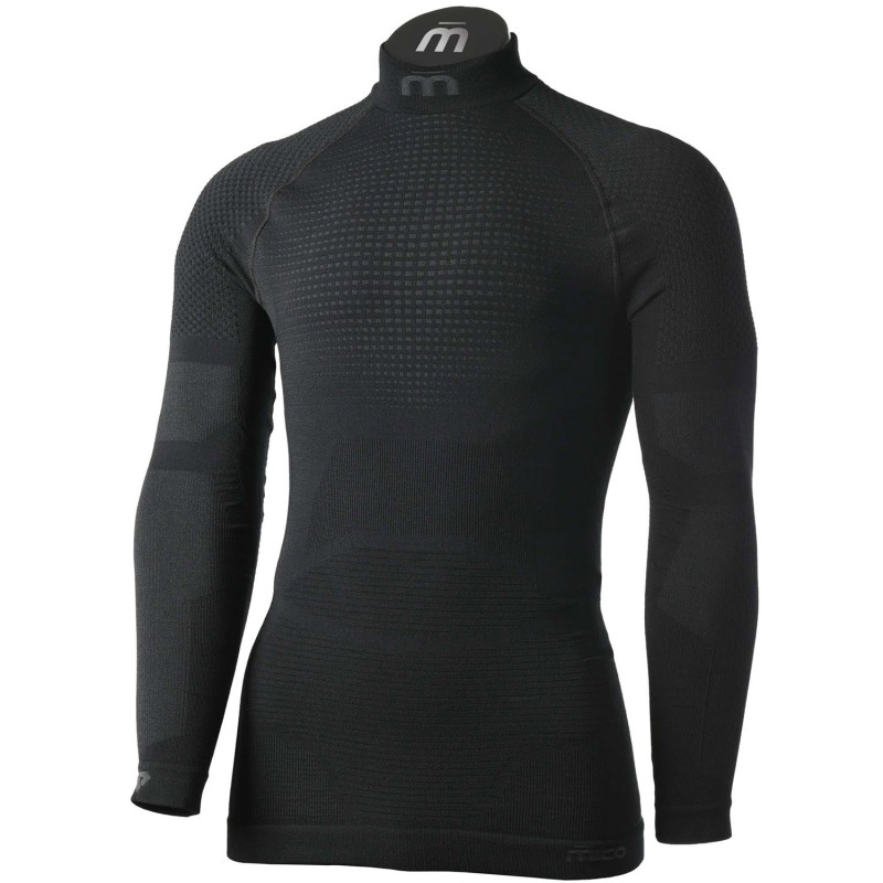 MICO 1481 Super Thermo Primaloft® Skintech - Men's long sleeves mock neck Underwear - Black