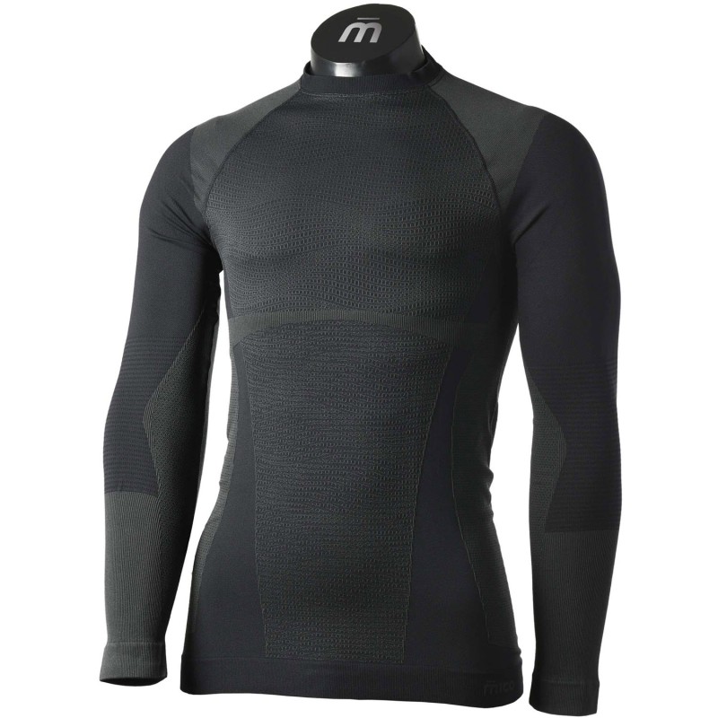 MICO 1850 Warm Control Skintech - Men's long sleeves round neck Underwear - Black