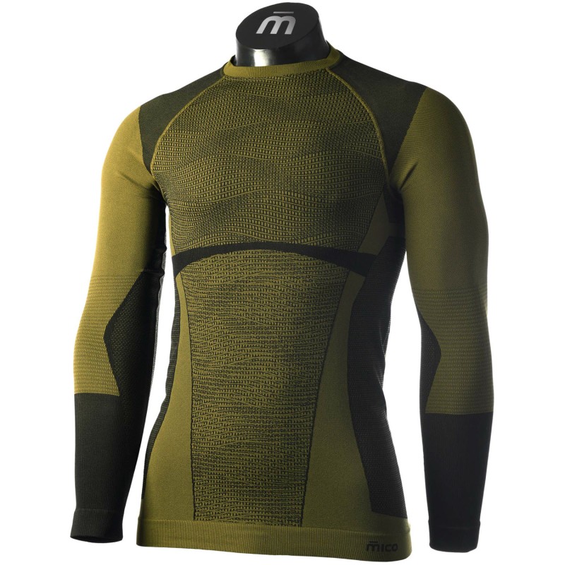 MICO 1850 Warm Control Skintech - Men's long sleeves round neck Underwear - Forest Green