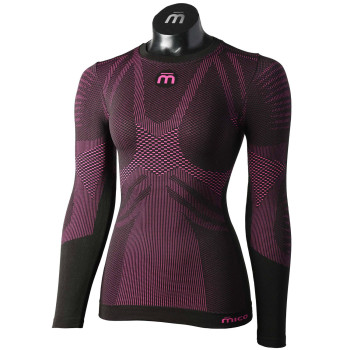 MICO 1436 Extra Dry Skintech - Women's long sleeves round neck Underwear - Black Fucsia