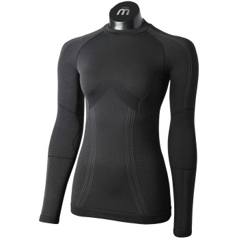 MICO 1455 Odor Zero Ionic+® Skintech - Women's long sleeves round neck Underwear - Black
