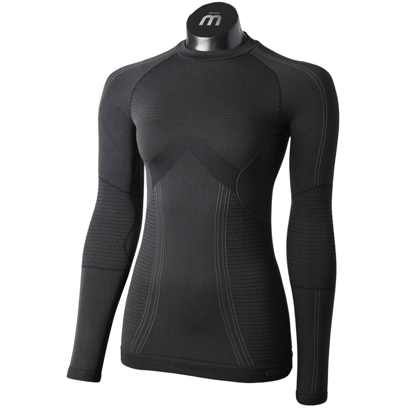 MICO 1455 Odor Zero Ionic+® Skintech - Women's long sleeves round neck Underwear - Black