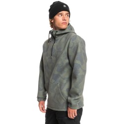 QUIKSILVER Shredder - Technical Half Zip DWR Hoodie - True Black/Fade Out Camo