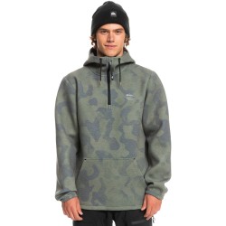 QUIKSILVER Shredder - Technical Half Zip DWR Hoodie - True Black/Fade Out Camo