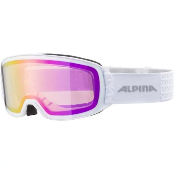 ALPINA Nakiska Q-Lite mirror - Ski/Snowboard Goggles - White matt/Pink cylindrical ALPINA Nakiska Q-Lite mirror - Ski/Snowboard Goggles - White matt/Pink cylindrical