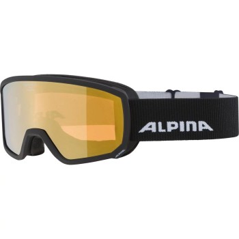 ALPINA  Scarabeo S Q-Lite Mirror - Ski/Snowboard Goggles - Black matt/Gold Cylindrical ALPINA  Scarabeo S Q-Lite Mirror - Ski/Snowboard Goggles - Black matt/Gold Cylindrical