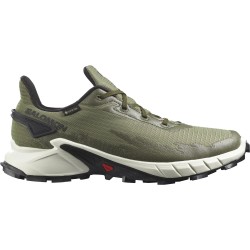 SALOMON Alphacross 4 Gore-Tex - Men's Trail Running Shoes - Deep Lichen Green/Vanilla Ice/Olive Night