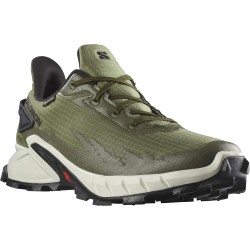 SALOMON Alphacross 4 Gore-Tex - Men's Trail Running Shoes - Deep Lichen Green/Vanilla Ice/Olive Night