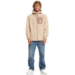 Quiksilver Clean Coasts FZ Solid - Ανδρική ζακέτα κουκούλα Sherpa fleece - Plaza Taupe