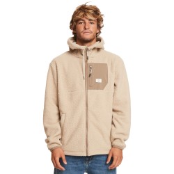 Quiksilver Clean Coasts FZ Solid - Ανδρική ζακέτα κουκούλα Sherpa fleece - Plaza Taupe