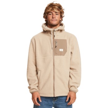 Quiksilver Clean Coasts FZ Solid - Ανδρική ζακέτα κουκούλα Sherpa fleece - Plaza Taupe Quiksilver Clean Coasts FZ Solid - Ανδρική ζακέτα κουκούλα Sherpa fleece - Plaza Taupe
