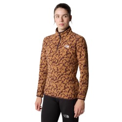 THE NORTH FACE Women's 100 Glacier Printed 1/4 Zip Fleece - Almond Butter Graphic/Dye Print