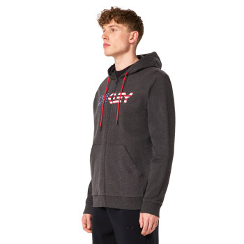 OAKLEY Teddy Full Zip Hoodie - Men's Full Zip Hoodie-  Dark Gray Heather/American Flag
