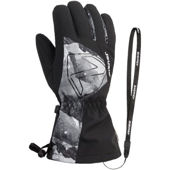 ZIENER Laval AS® AW - Junior ski gloves - Black Grey Mountain Print