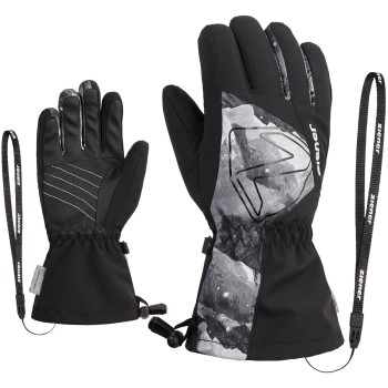ZIENER Laval AS® AW - Junior ski gloves - Black Grey Mountain Print