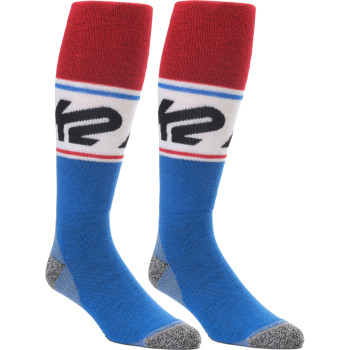 K2 Midweight Performance Sock (2 Pack) - Ski/Snowboard socks - Red White/Black White