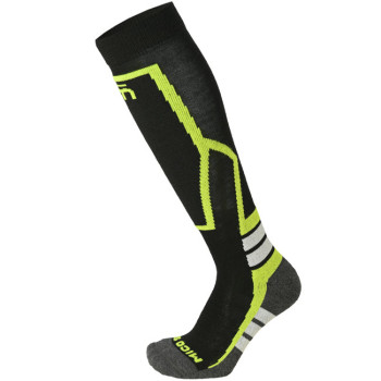 MICO 2600 Medium weight Warm control - Kid's ski socks - Black Yellow