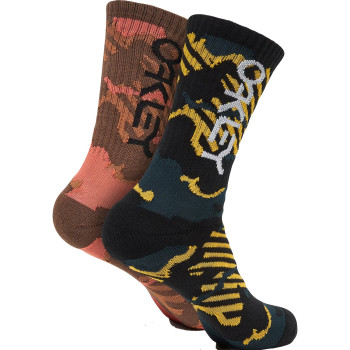 OAKLEY Camo B1B Rc Socks 2.0 (2 Pack) - Crew Socks - Orange Stripe/Grip Camo