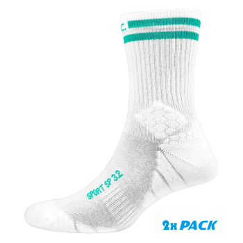 P.A.C. SP 3.2 Sport Recycled Stripes 2xPack - Αθλητικές Κάλτσες - White/Cyan Stripes