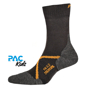 P.A.C. TR 3.2 Trekking Merino Light - Kid's Outdoor/Hiking Socks - Anthracite/Orange