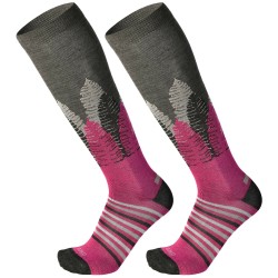 MICO 241 Light Weight Warm Control - Κάλτσες ski/snowboard - Grey Fuchsia Melange