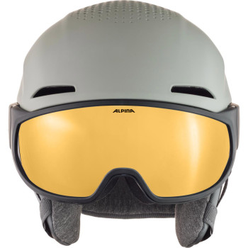 ALPINA Alto Hi-EPS + Visor Q-Lite - Ski/Snowboard Helmet - Moon-grey matt/Gold Mirror