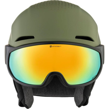 ALPINA Alto Hi-EPS + Visor Q-Lite - Ski/Snowboard Helmet - Olive Matt/Gold mirror