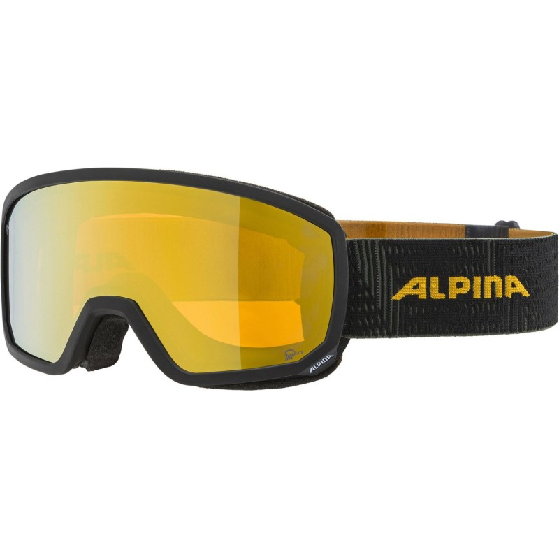 ALPINA Scarabeo S Q-Lite Mirror - Ski/Snowboard Goggles - Black Yellow matt/Gold Cylindrical