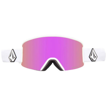 Volcom Garden Goggle (Bonus Lens - Yellow) - Ski/Snowboard Goggles - Matt White/Pink Chrome 