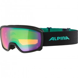 ALPINA Scarabeo Junior Q-Lite Mirror - Παιδική Μάσκα Ski/Snowboard - Black Aqua matt/Green spherical