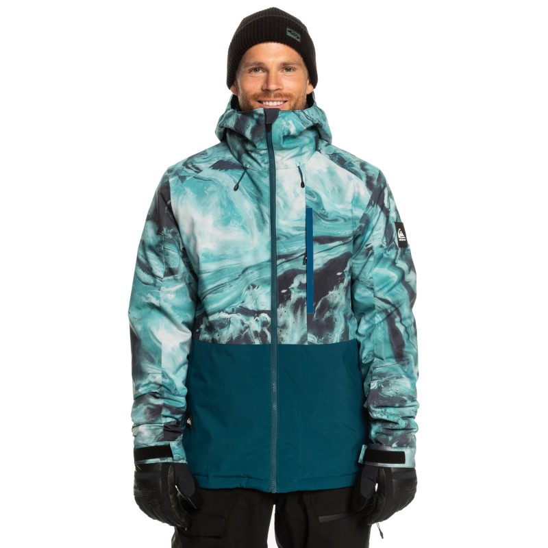 QUIKSILVER Mission Printed Block Insulated - Men's Snow Jacket - Resin Tint Majolica Blue