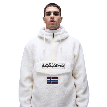 NAPAPIJRI T-Burgee Curly Fleece - Men's Half zip Hoodie Fleece - Beige Dimity